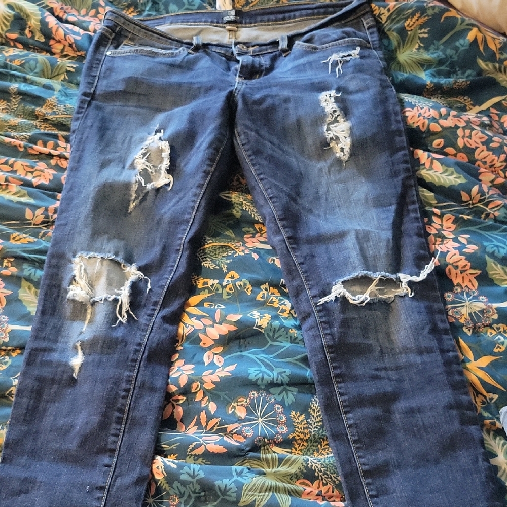 Just Black Blue Skinny Distressed Jeans